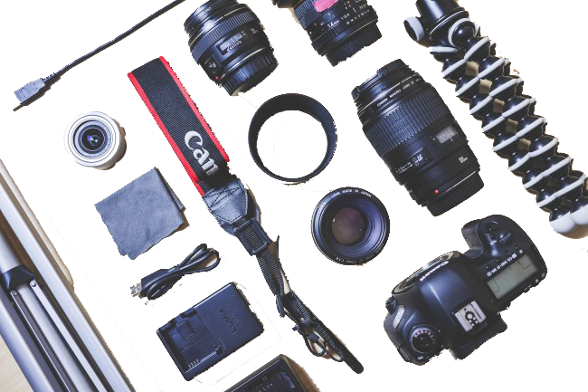 Professional video camera accessories Dubai including gimbals, tripods, and V-mount batteries