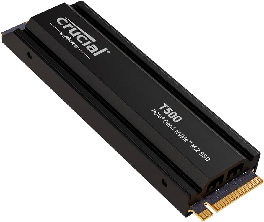 Crucial T500 1TB PCIe Gen4 NVMe M.2 SSD with heatsink