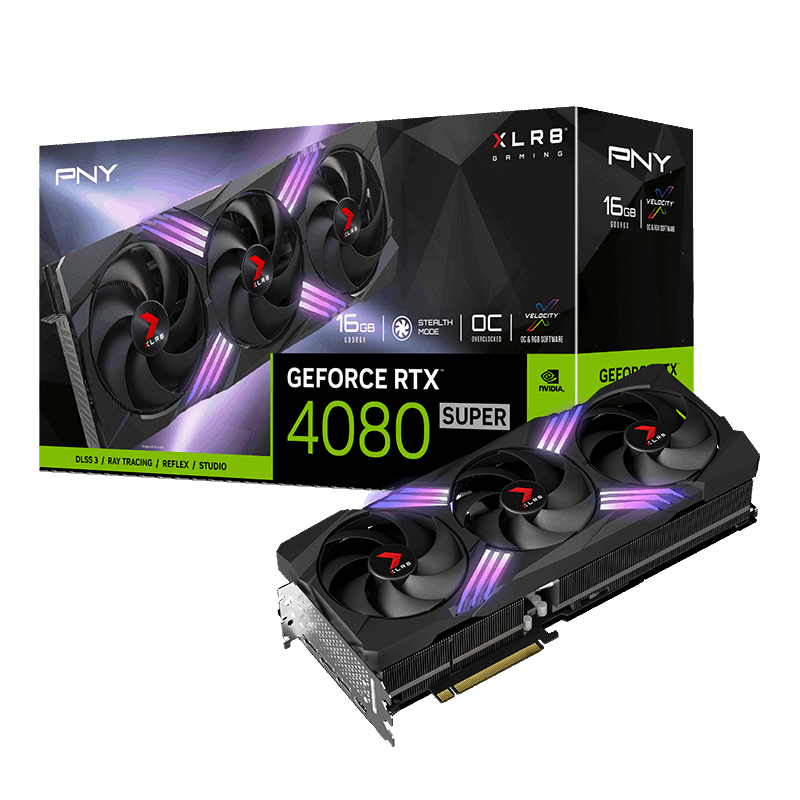 PNY GeForce RTX™ 4080 SUPER 16GB XLR8 Gaming VERTO™ EPIC-X RGB™ Overclocked Triple Fan DLSS 3