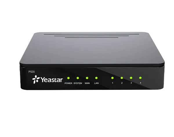 P520-front-jpg.webp Yeastar P520: Supports 20 users, 10 concurrent calls, 50 VoIP trunks, and includes expansion slots for up to 4 FXS/FXO ports, 4 BRI ports, or 1 GSM/3G/4G channel alongside advanced P-Series software features.